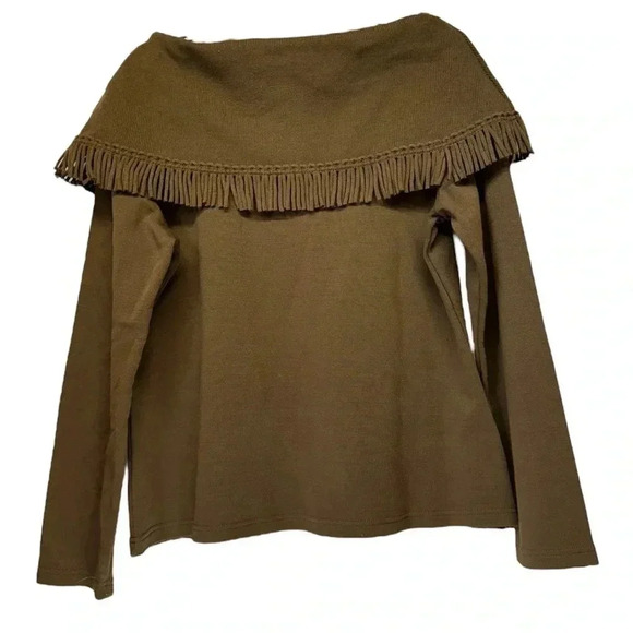 Brown Off-the-Shoulder Sweater with Cowl Neck - Picture 2 of 3